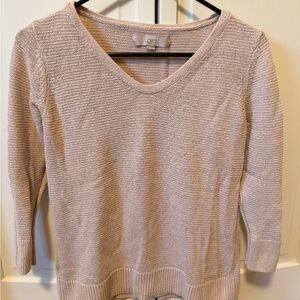 LOFT Women's Beige V-Neck Sweater